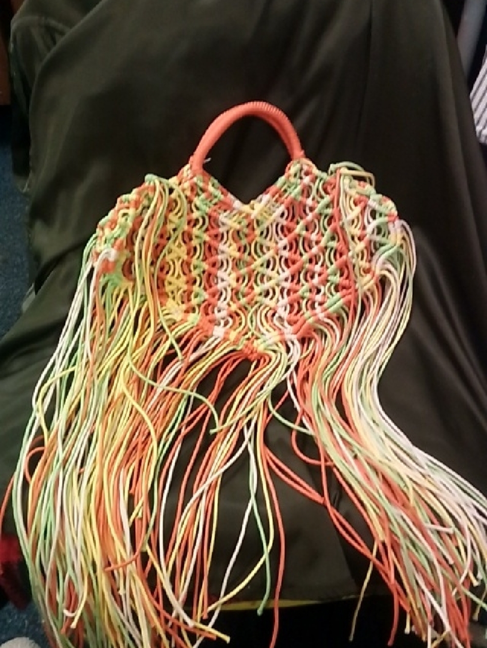 Boho Multicolor Fringe Macramé Handbag